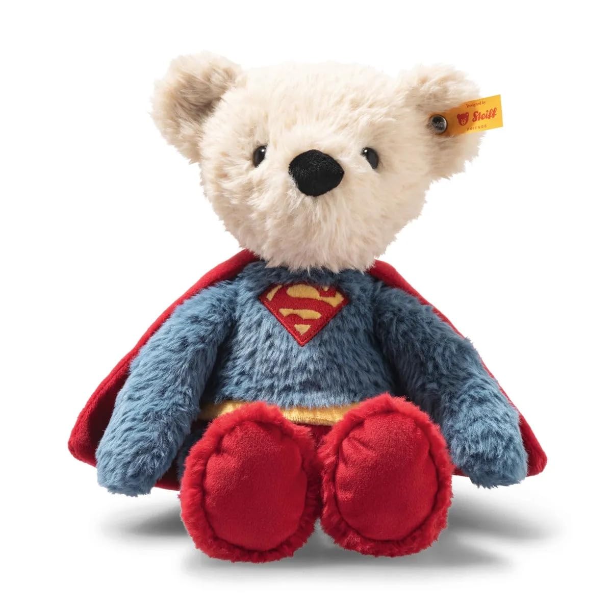 Steiff Teddybär Superman 29cm bunt, Kuscheltier Superheld, ideal für Kinder und Fans, Plüsch Bär im Superman Look, aus kuschelweichem Plüsch
