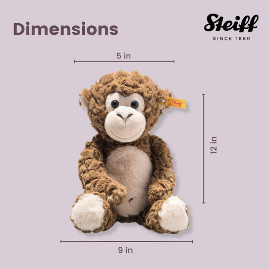Steiff Bodo Affe 30 cm, Plüsch-Affe, Soft Cuddly Friends, Kuscheltier für Kinder, aus kuschelweichem Plüsch & weich und waschmaschinenfest, Braun